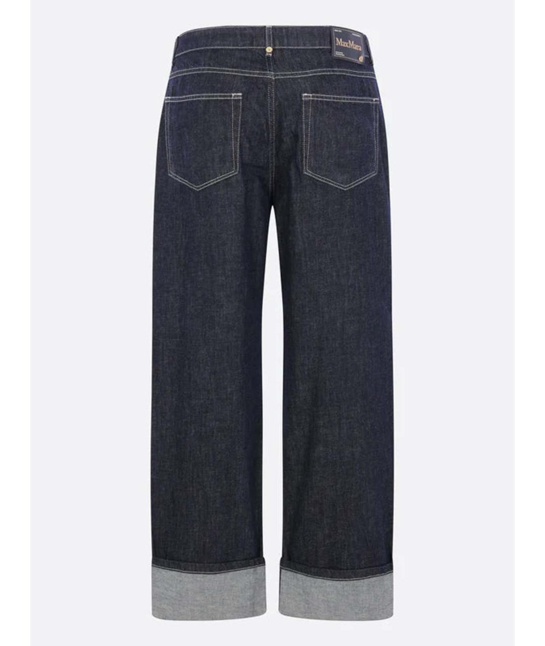 'S MAX MARA Темно-синие хлопковые прямые джинсы, фото 4
