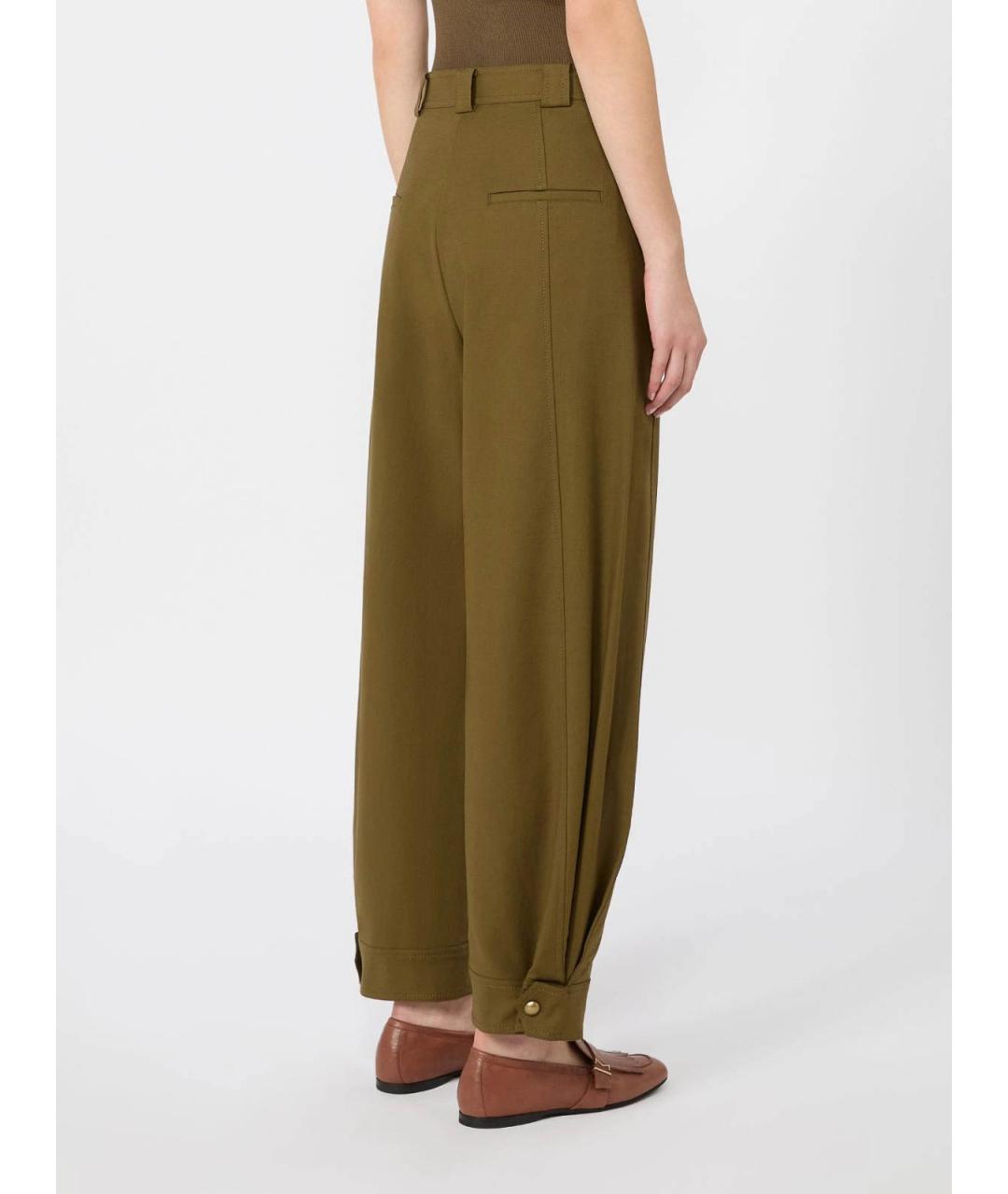 MAX MARA Хаки хлопковые брюки широкие, фото 3