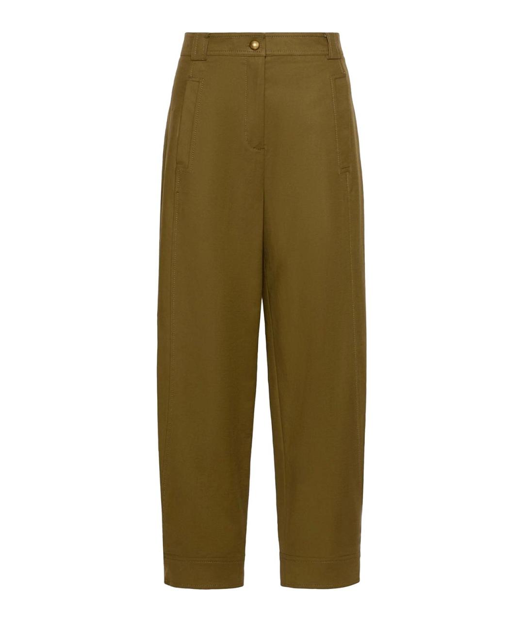 MAX MARA Хаки хлопковые брюки широкие, фото 1