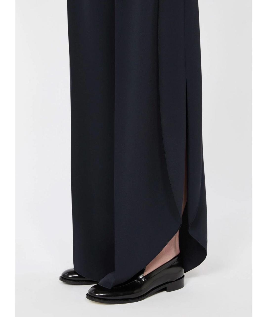 MAX MARA Темно-синие полиэстеровые брюки широкие, фото 4