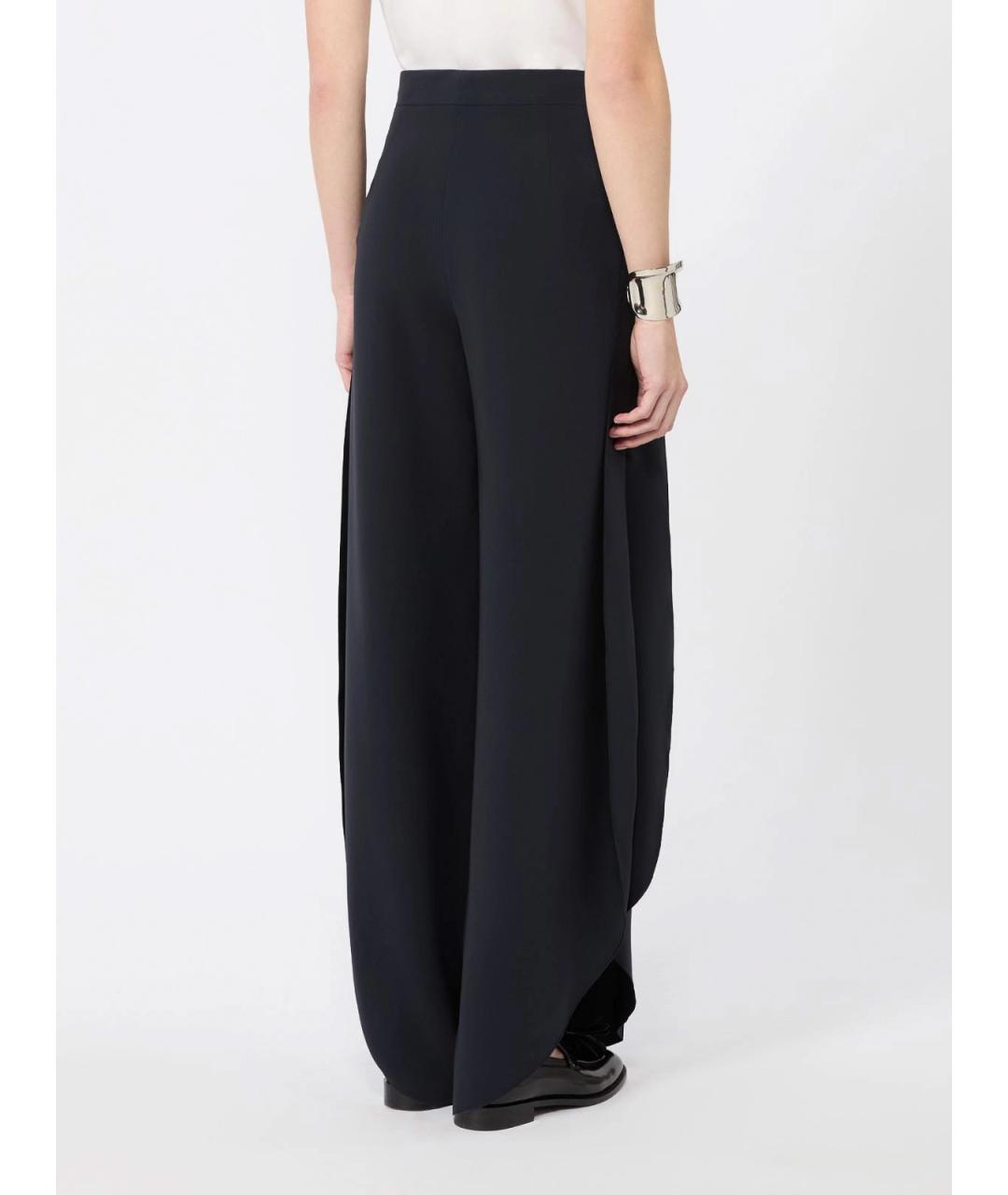MAX MARA Темно-синие полиэстеровые брюки широкие, фото 3