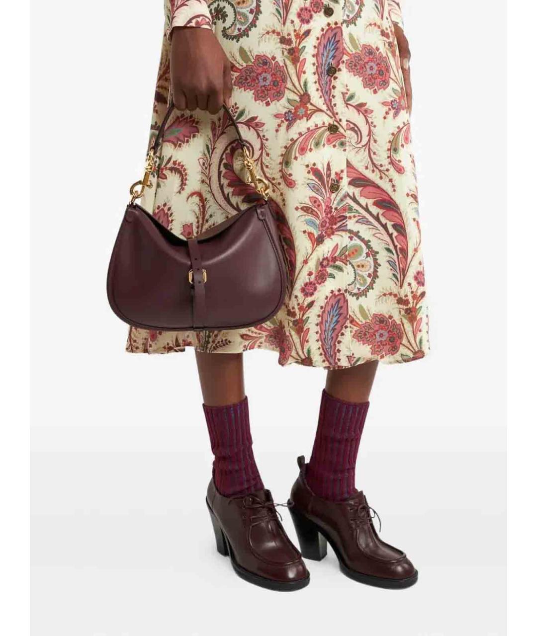 ETRO Бордовая кожаная сумка через плечо, фото 2