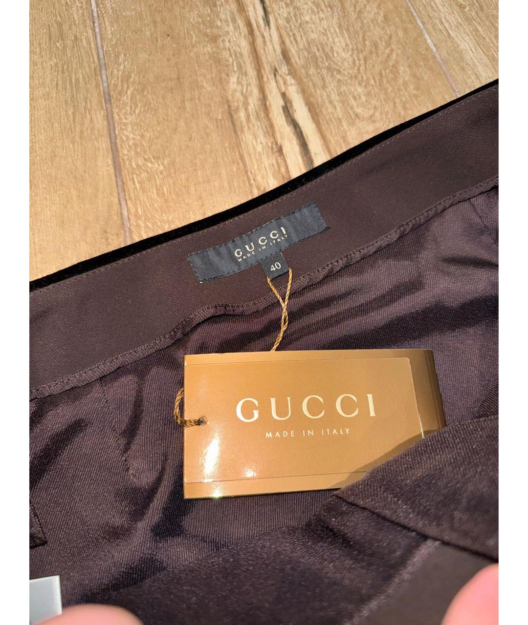 GUCCI Коричневая полиэстеровая юбка мини, фото 4