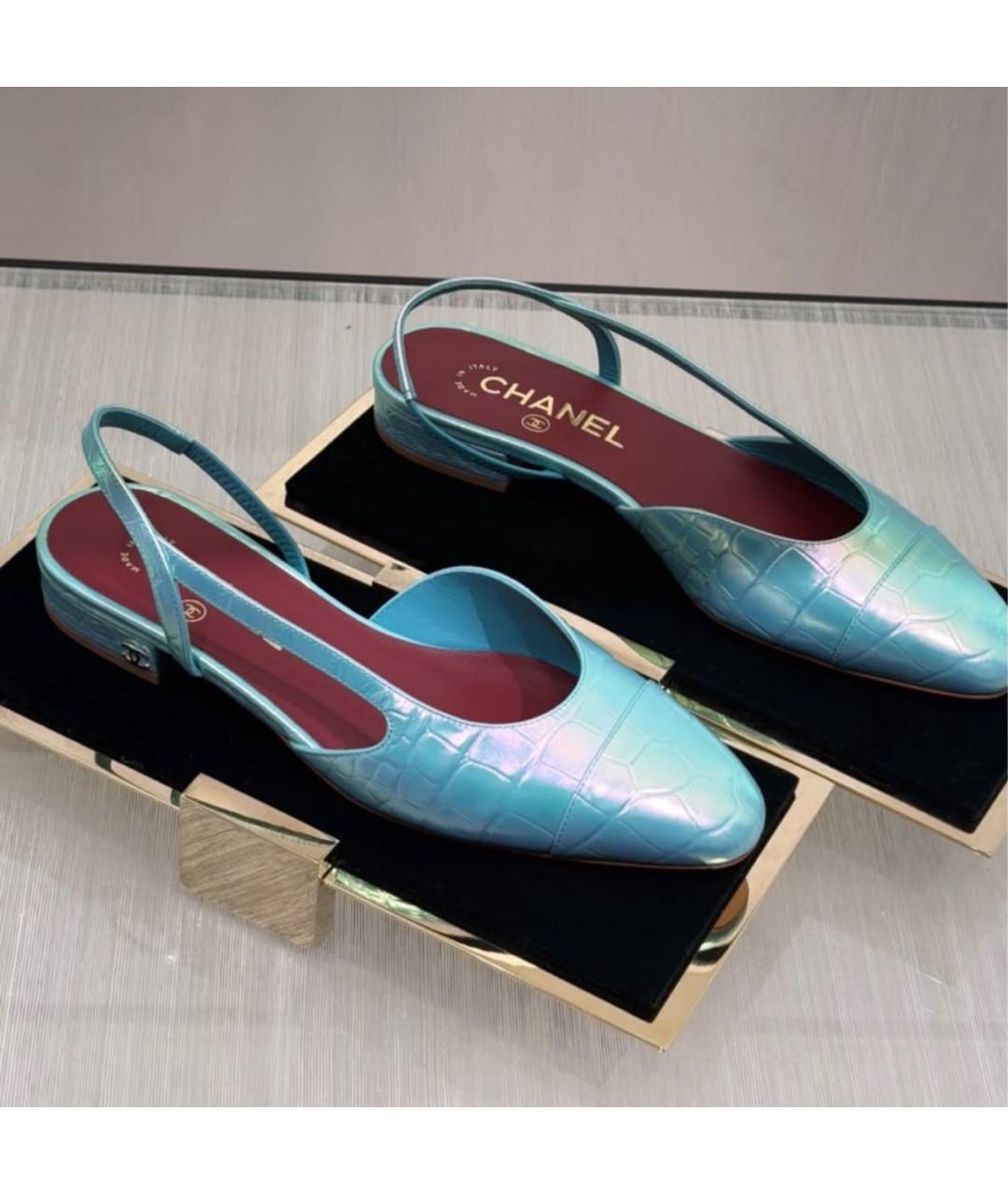CHANEL Бирюзовые туфли из лакированной кожи, фото 6