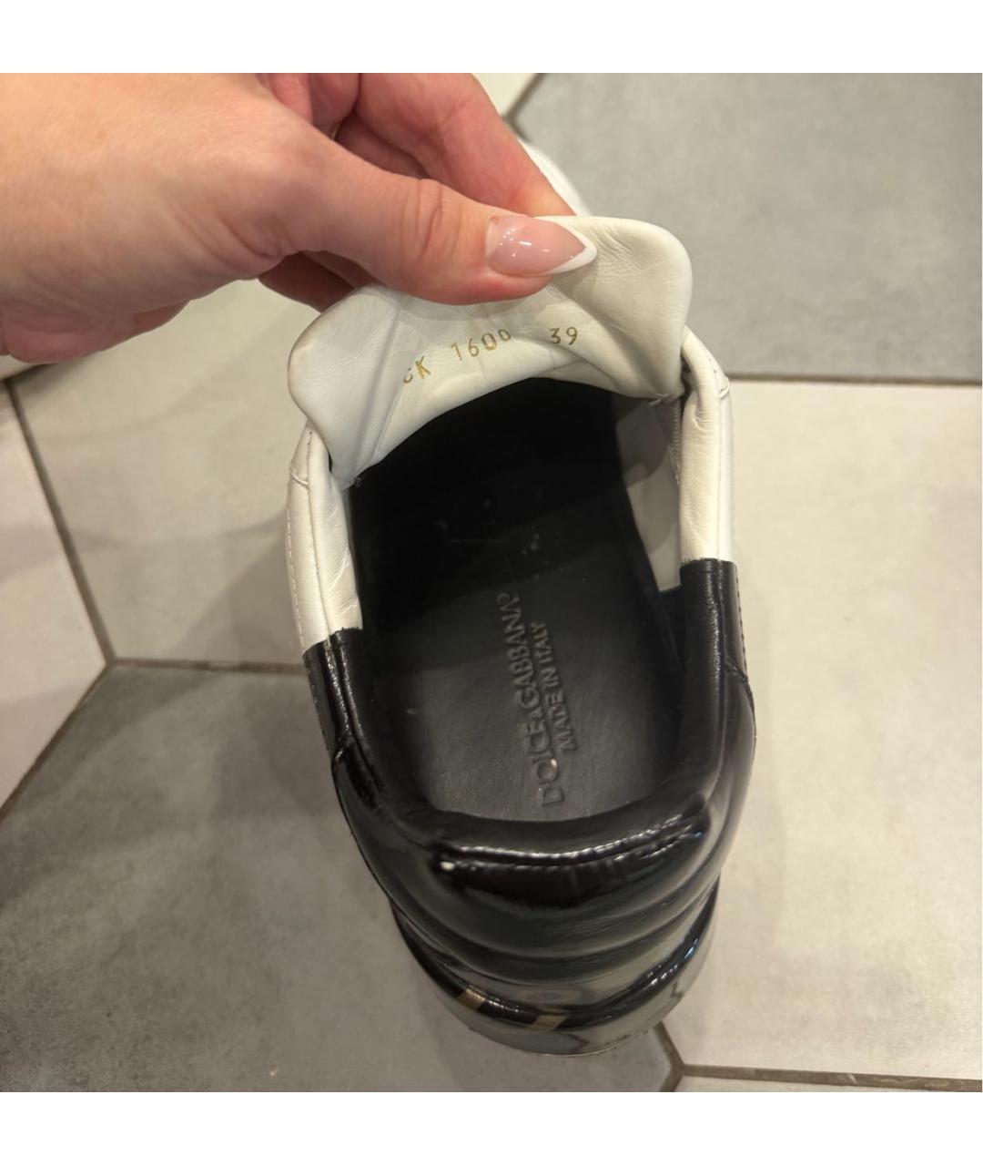 DOLCE&GABBANA Белые кожаные кеды, фото 3