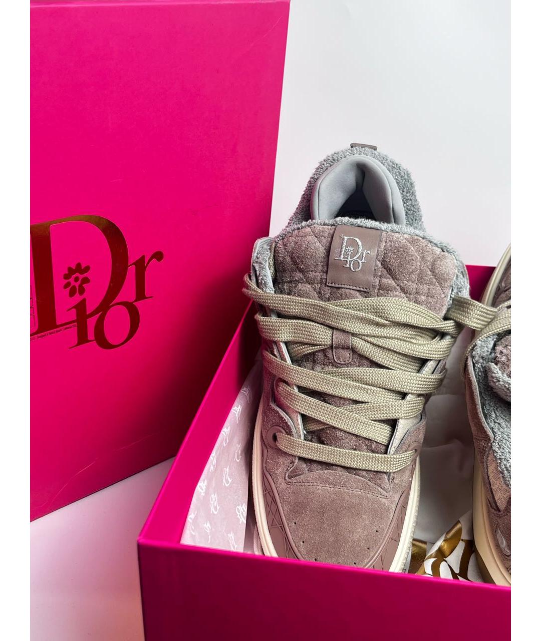CHRISTIAN DIOR Коралловые замшевые низкие кроссовки / кеды, фото 5