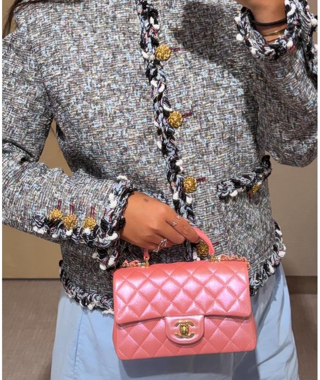 CHANEL Коралловая сумка с короткими ручками из лакированной кожи, фото 3