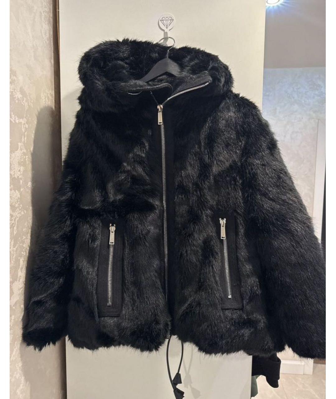 DSQUARED2 Черная полиэстеровая шуба, фото 3
