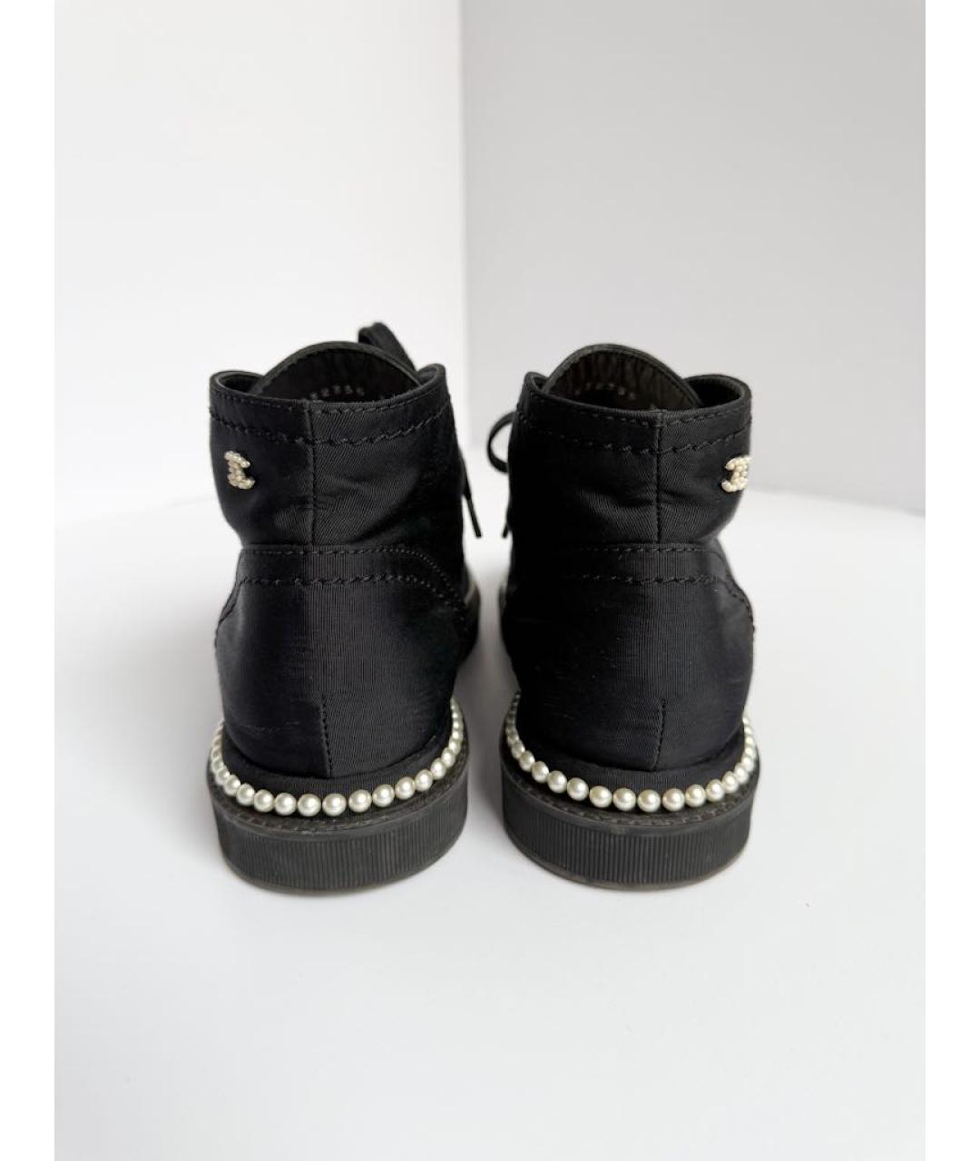 CHANEL Черные текстильные ботинки, фото 4