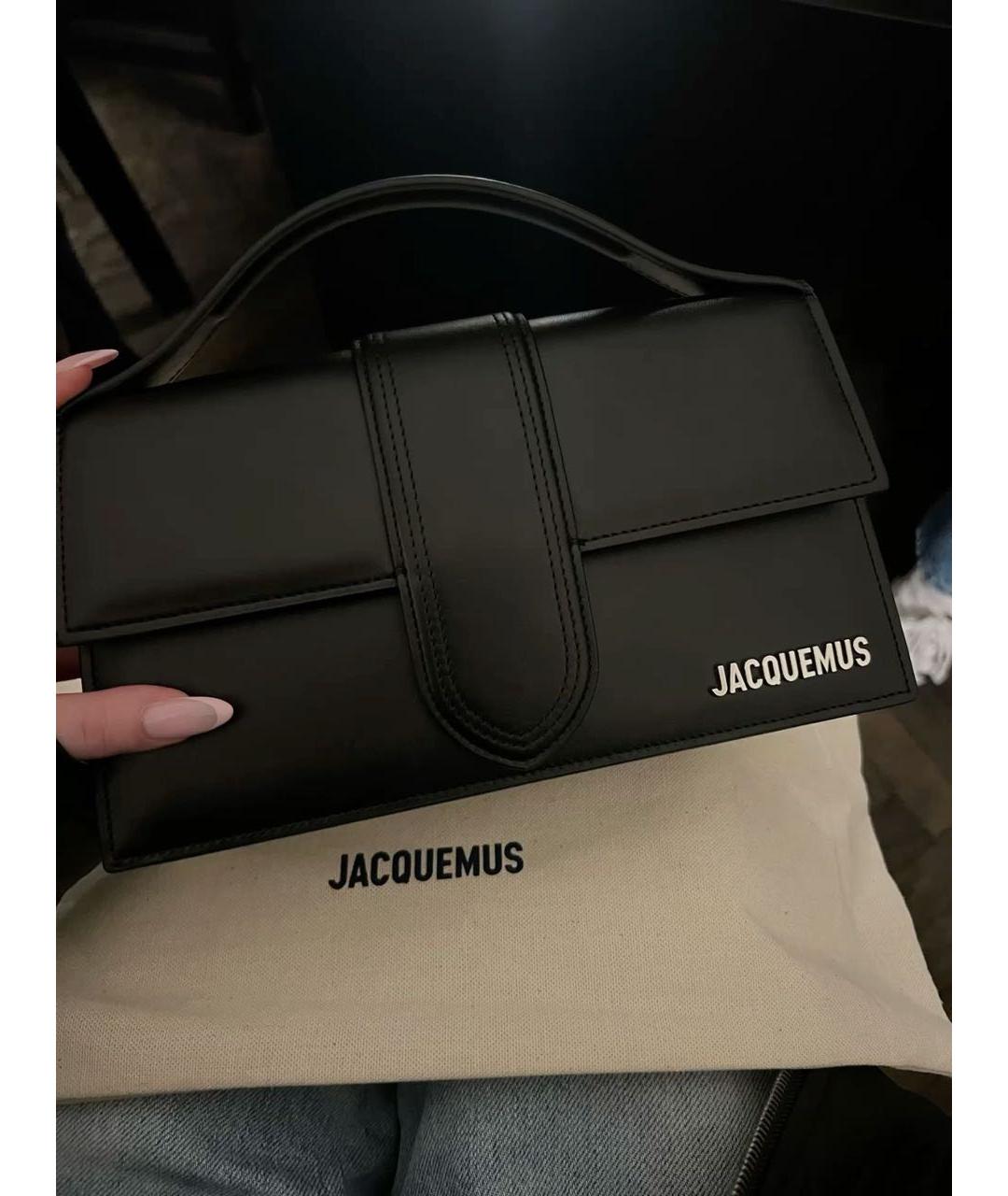 JACQUEMUS Черная кожаная сумка с короткими ручками, фото 4