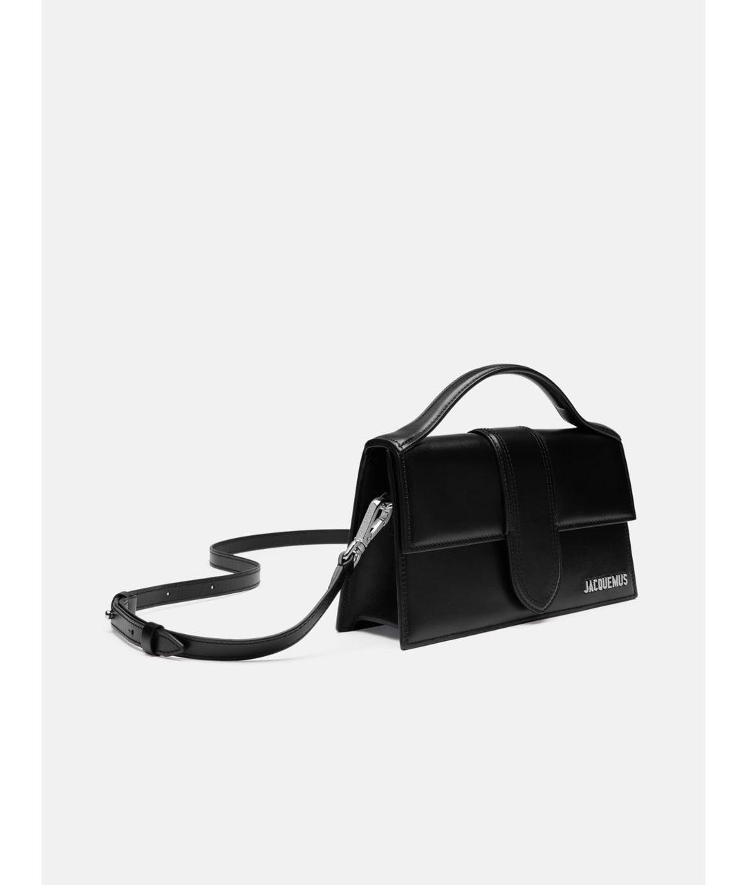 JACQUEMUS Черная кожаная сумка с короткими ручками, фото 2