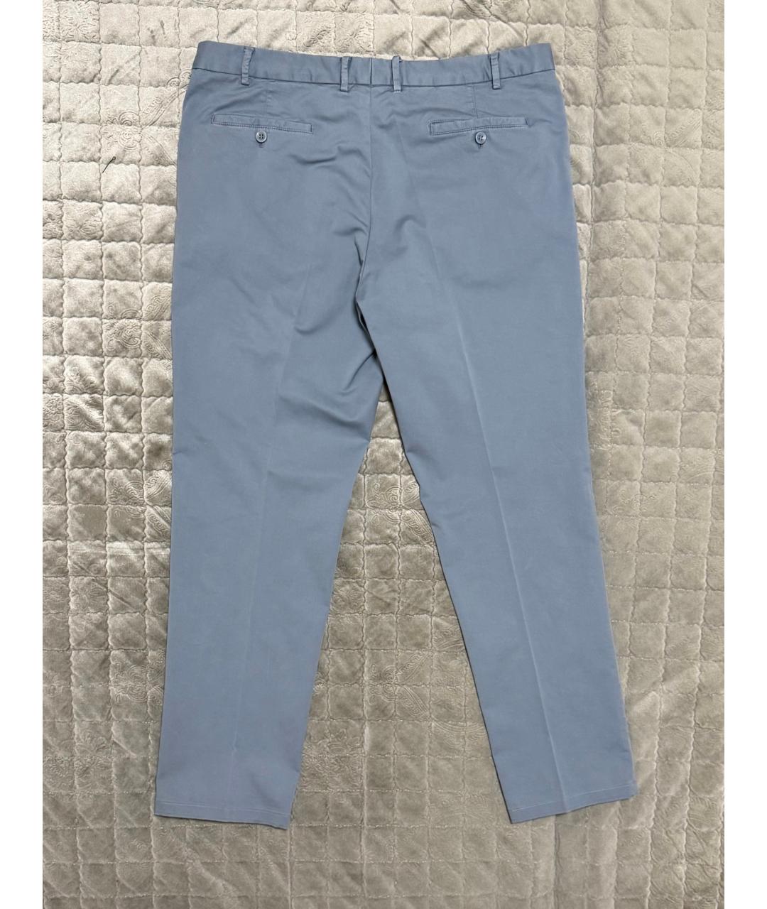 LORO PIANA Голубые хлопко-эластановые брюки чинос, фото 2