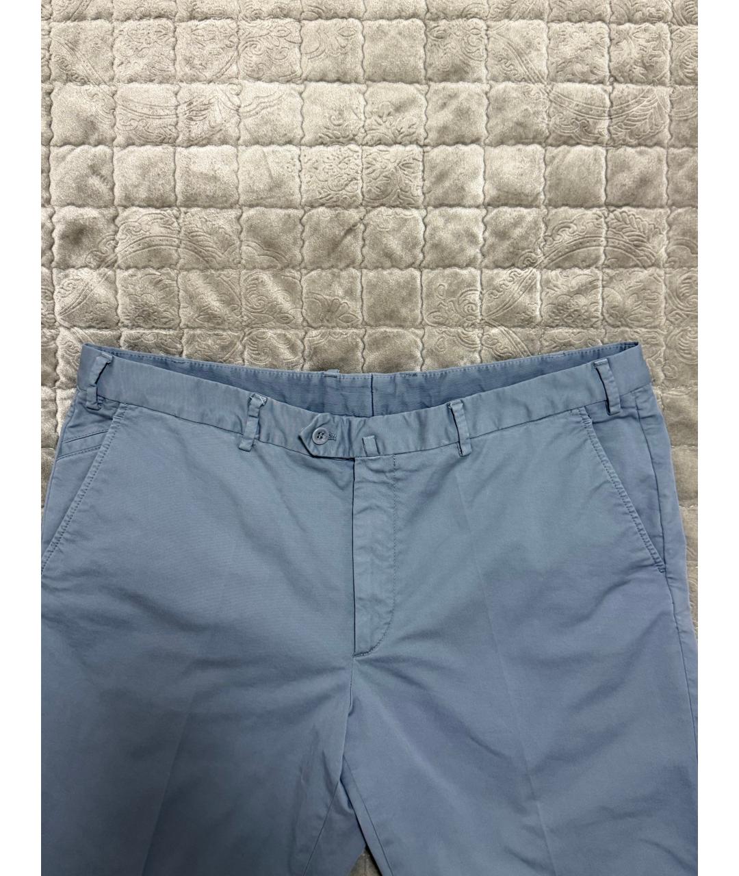 LORO PIANA Голубые хлопко-эластановые брюки чинос, фото 4