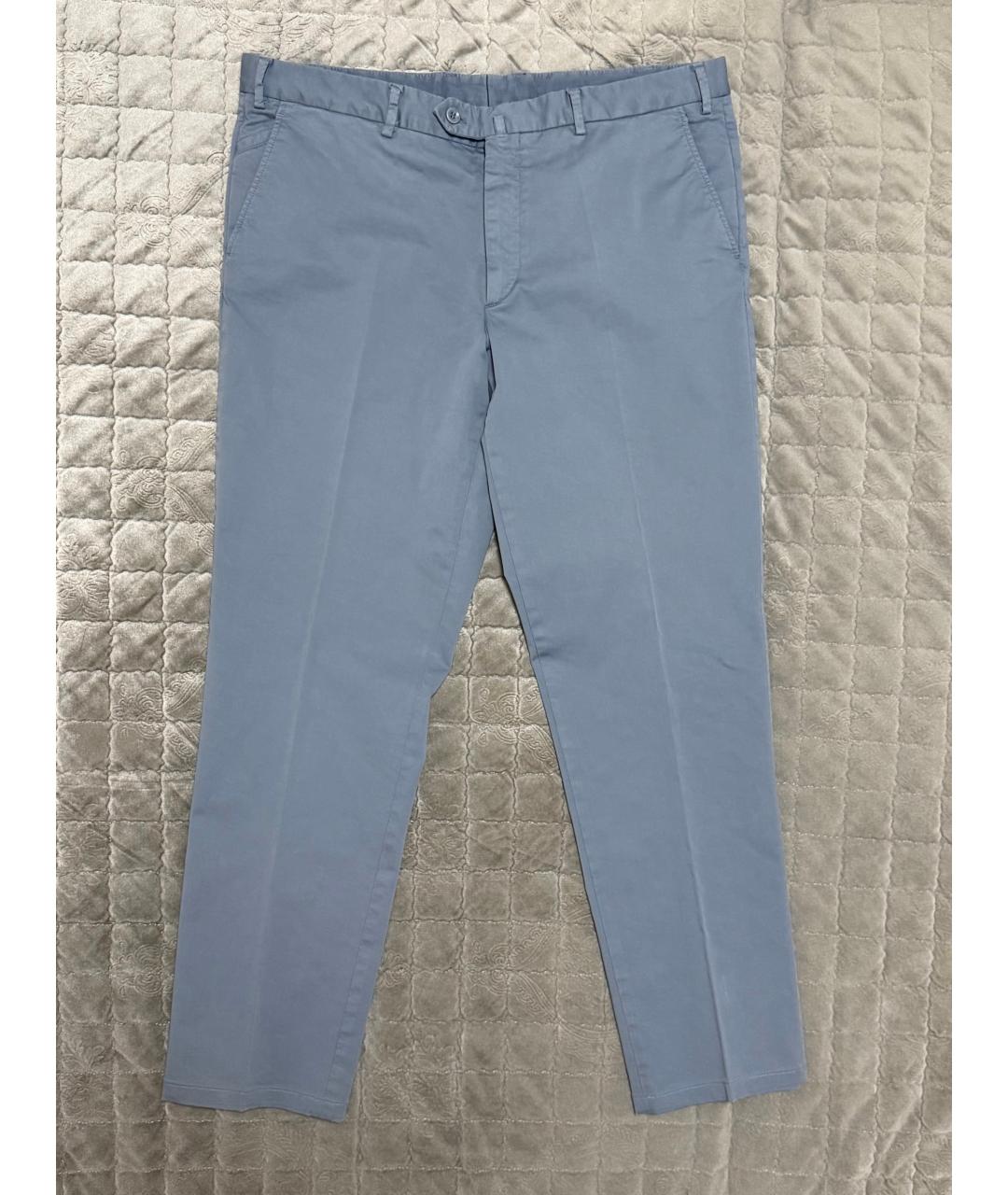 LORO PIANA Голубые хлопко-эластановые брюки чинос, фото 8