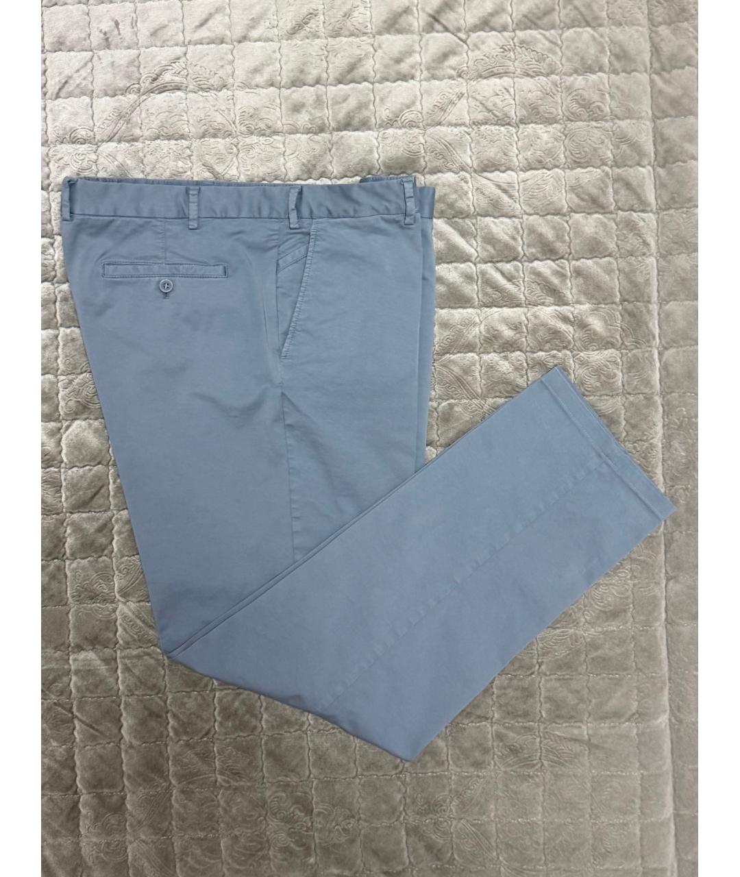 LORO PIANA Голубые хлопко-эластановые брюки чинос, фото 5
