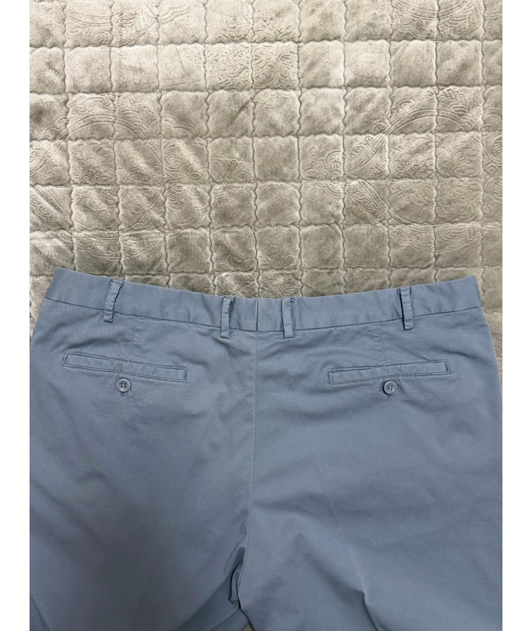 LORO PIANA Голубые хлопко-эластановые брюки чинос, фото 3