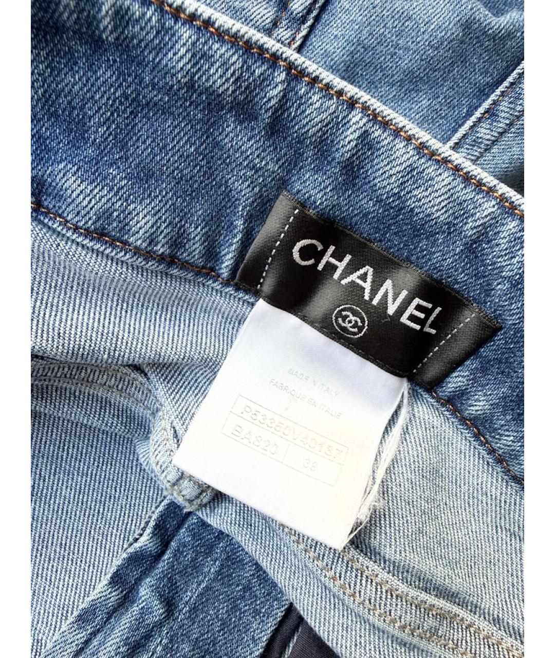 CHANEL Синие деним шорты, фото 4