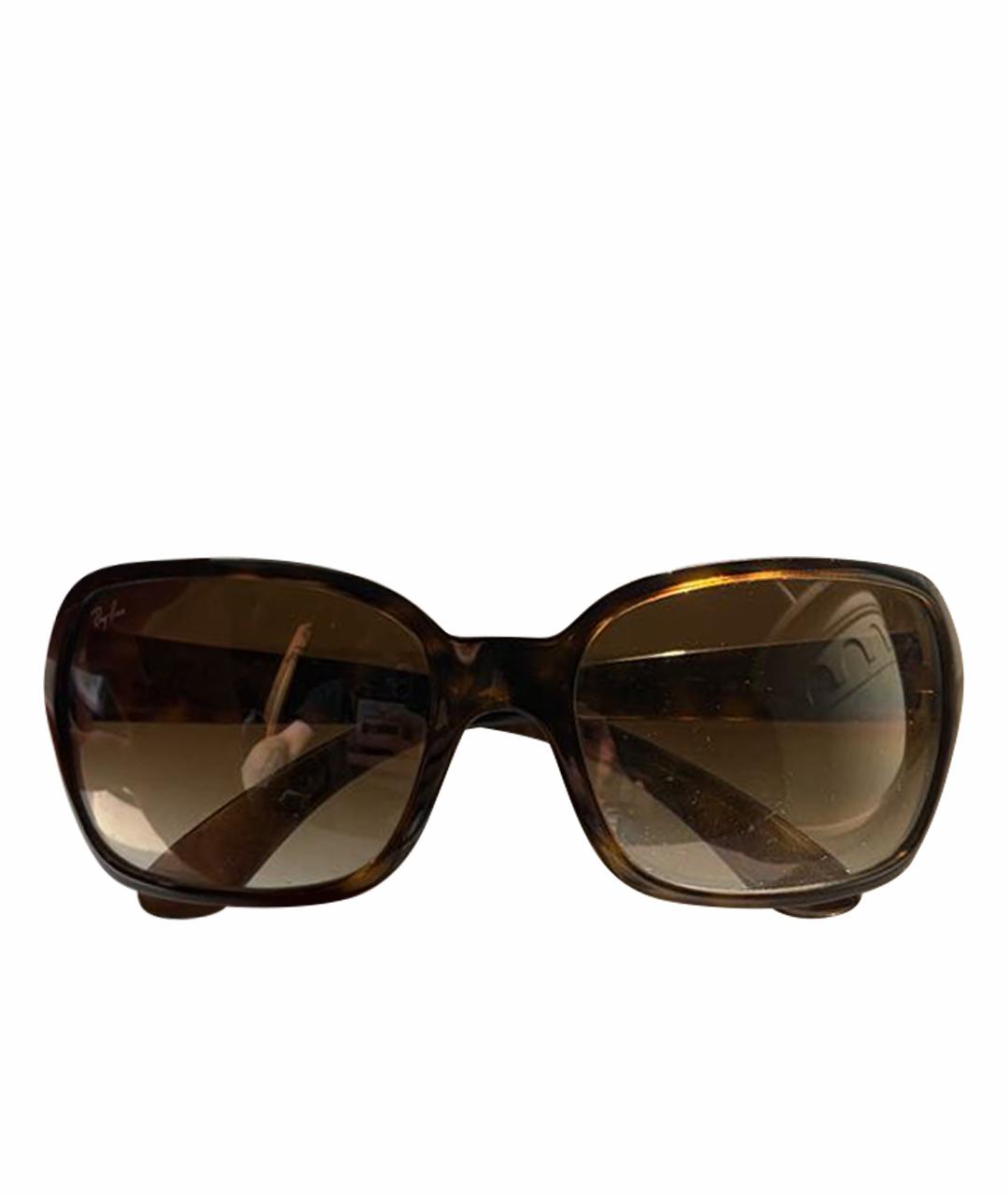 RAY BAN Коричневые пластиковые солнцезащитные очки, фото 1