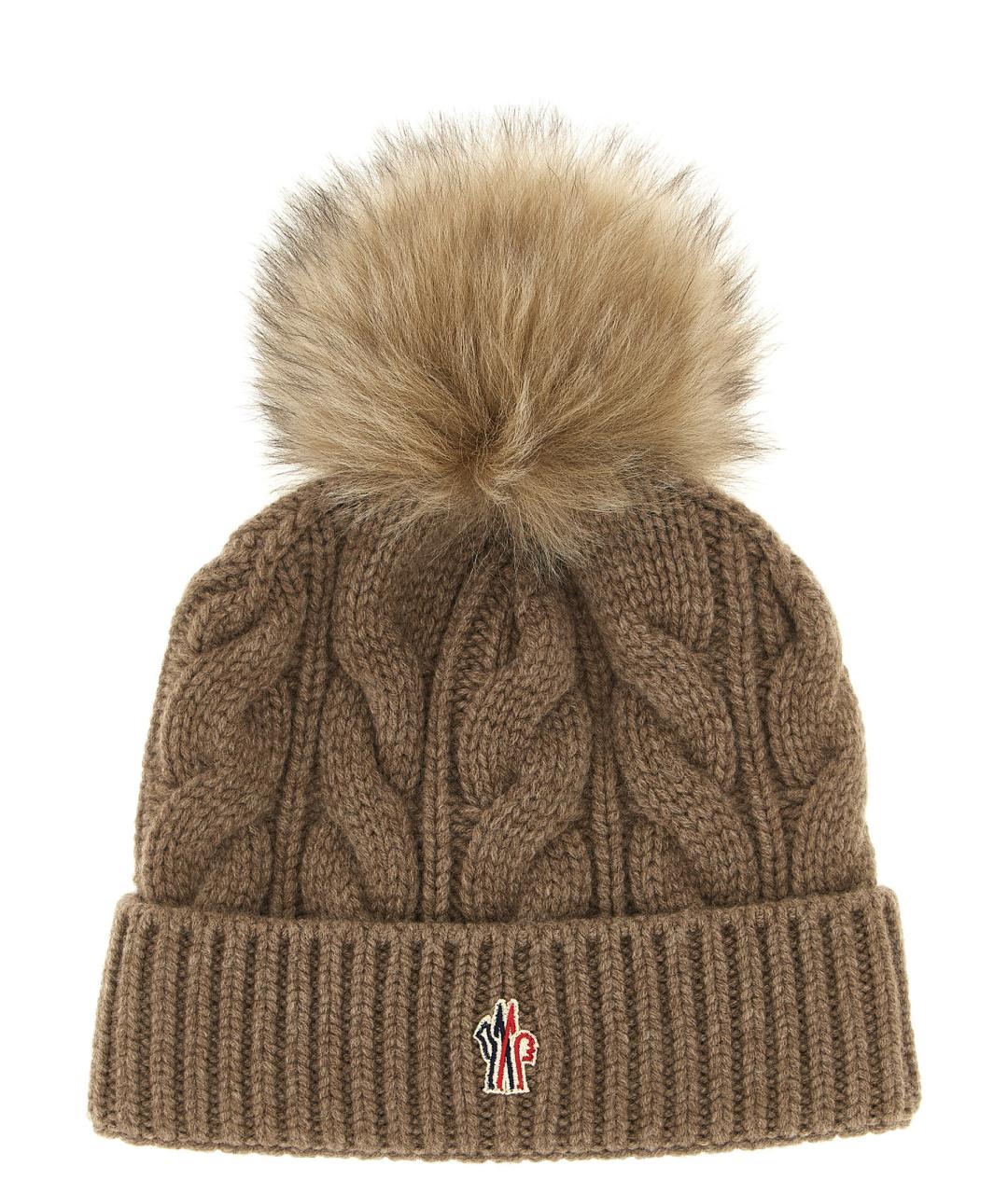 MONCLER GRENOBLE Коричневая шерстяная шапка, фото 1