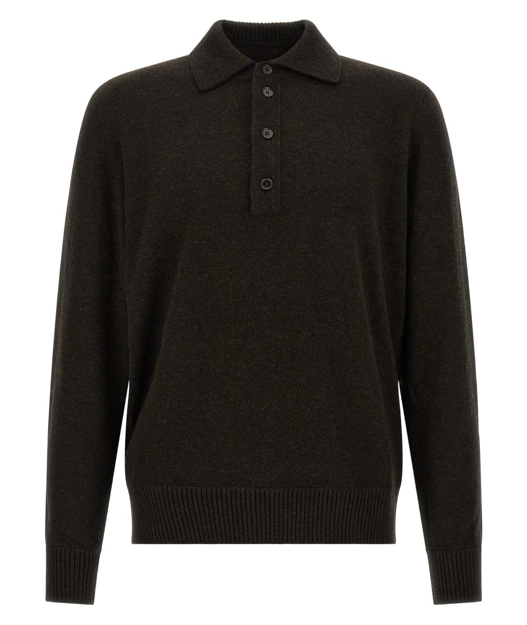 ZEGNA Коричневое шерстяное поло с длинным рукавом, фото 1