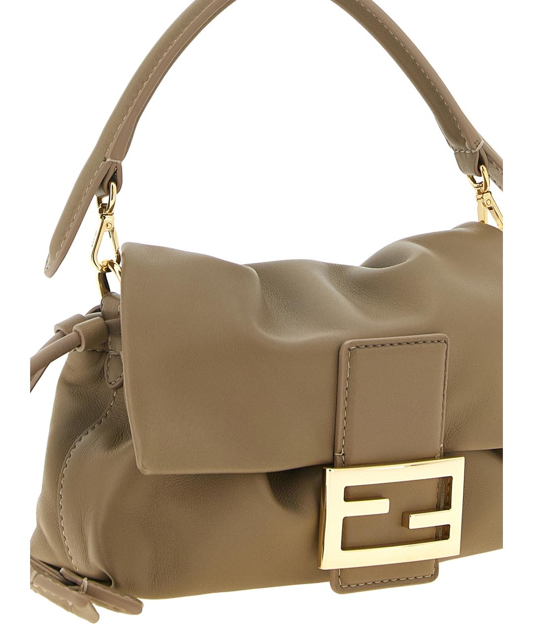 FENDI Бежевая кожаная сумка через плечо, фото 3