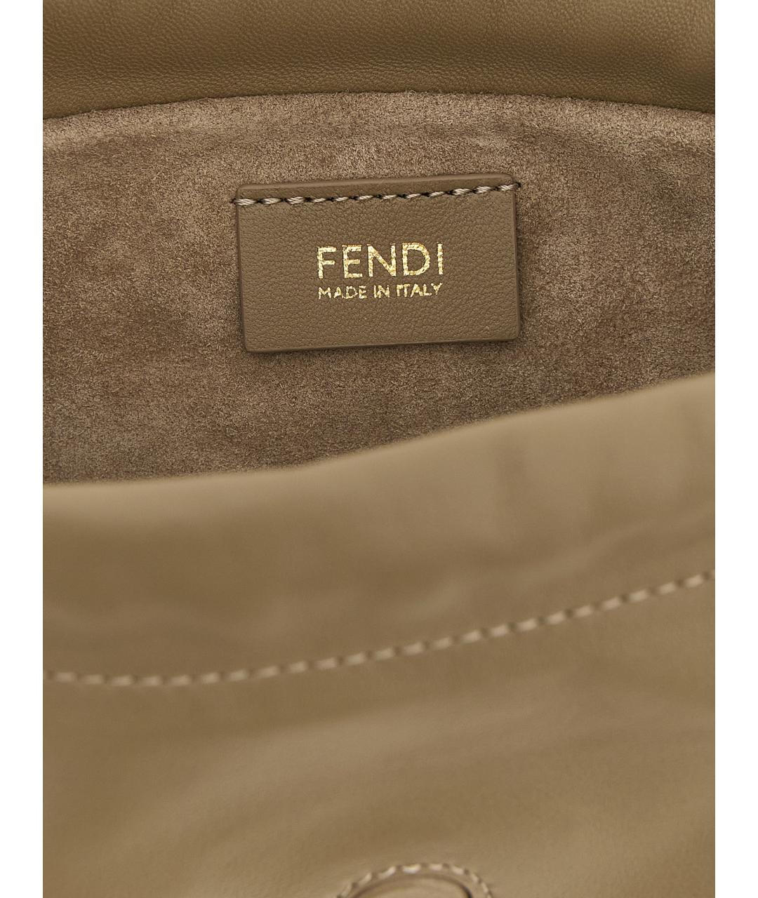 FENDI Бежевая кожаная сумка через плечо, фото 4