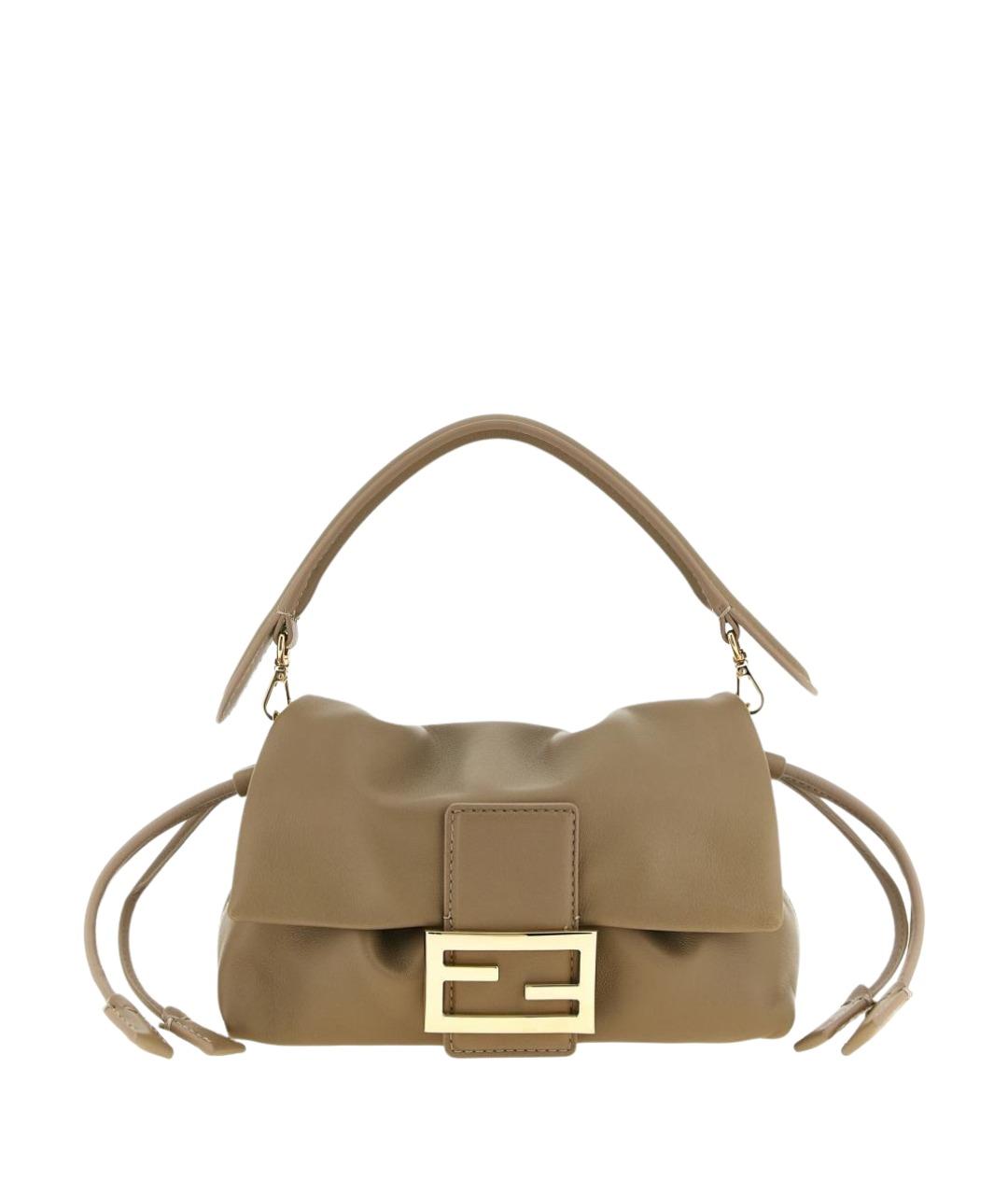 FENDI Бежевая кожаная сумка через плечо, фото 1