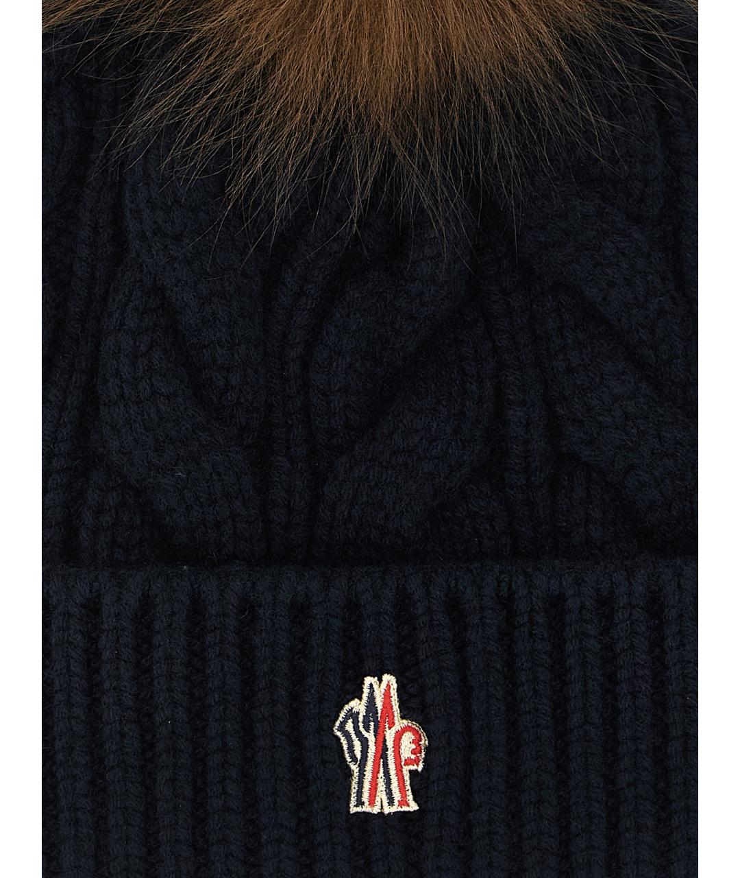 MONCLER GRENOBLE Темно-синяя шерстяная шапка, фото 3