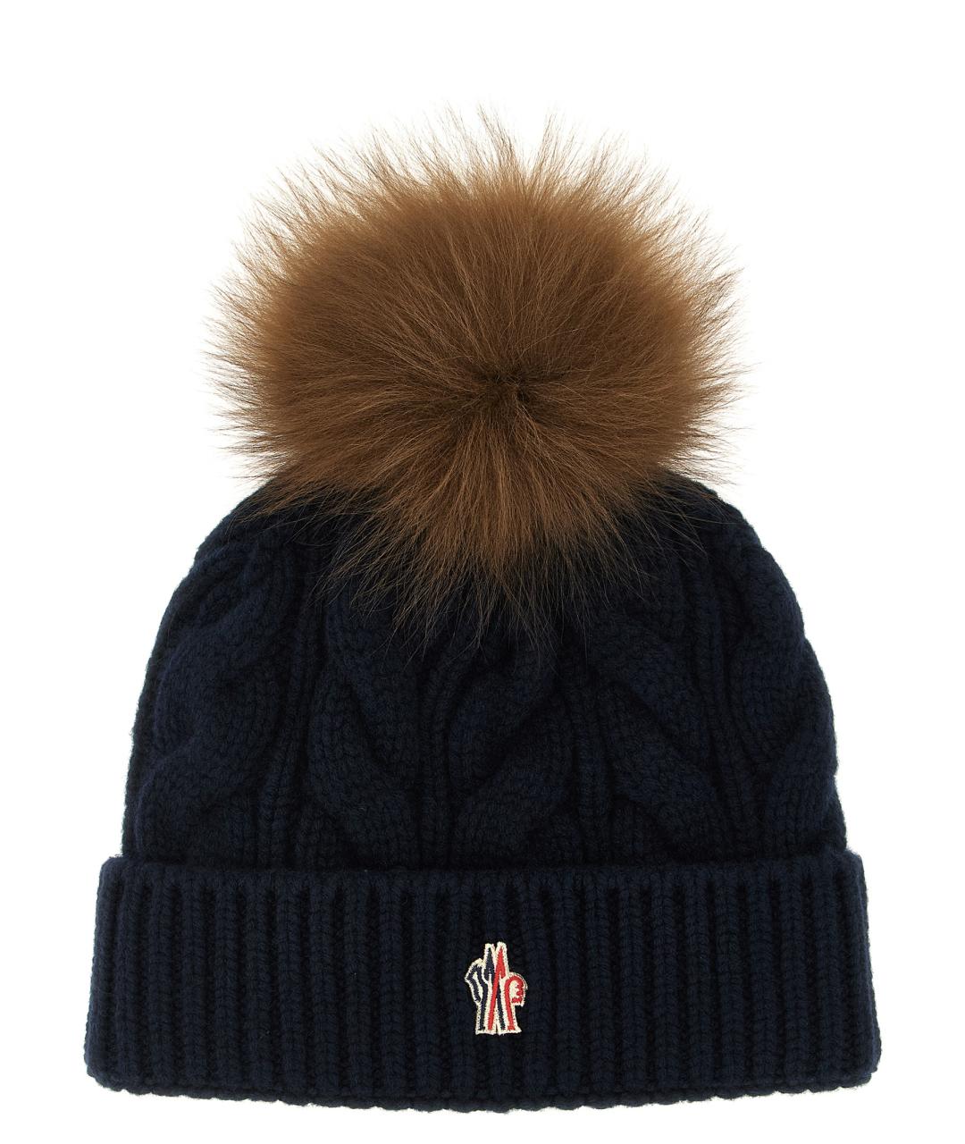 MONCLER GRENOBLE Темно-синяя шерстяная шапка, фото 1