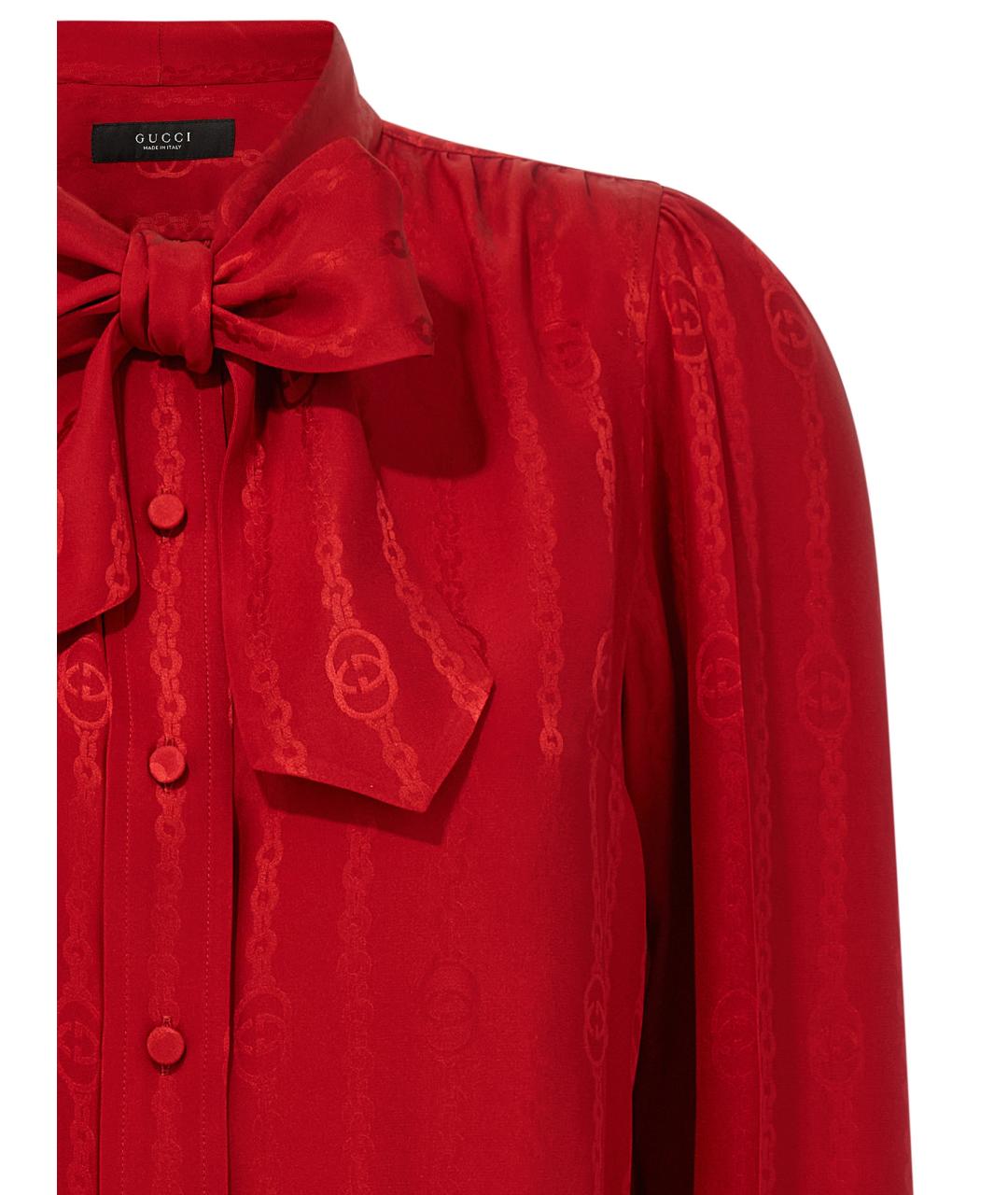 GUCCI Красная шелковая блузы, фото 3
