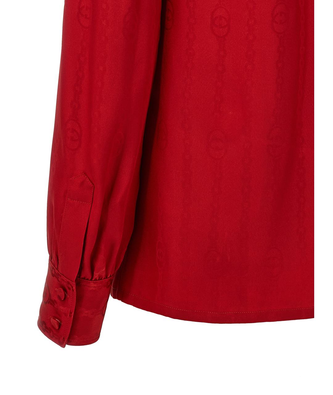 GUCCI Красная шелковая блузы, фото 4
