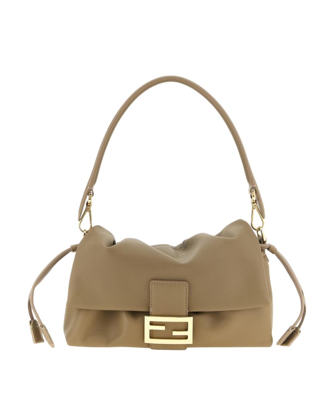 FENDI Бежевая кожаная сумка через плечо, фото 1