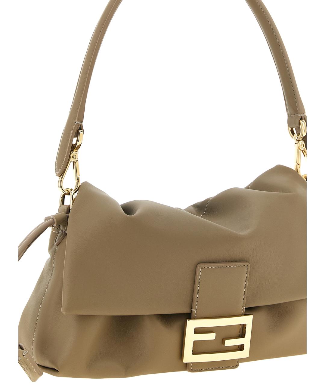 FENDI Бежевая кожаная сумка через плечо, фото 3