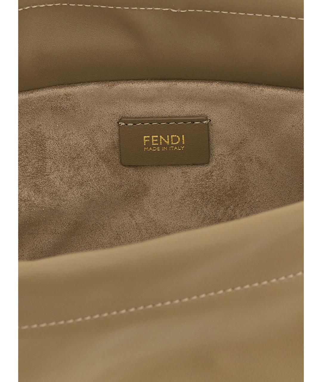 FENDI Бежевая кожаная сумка через плечо, фото 4