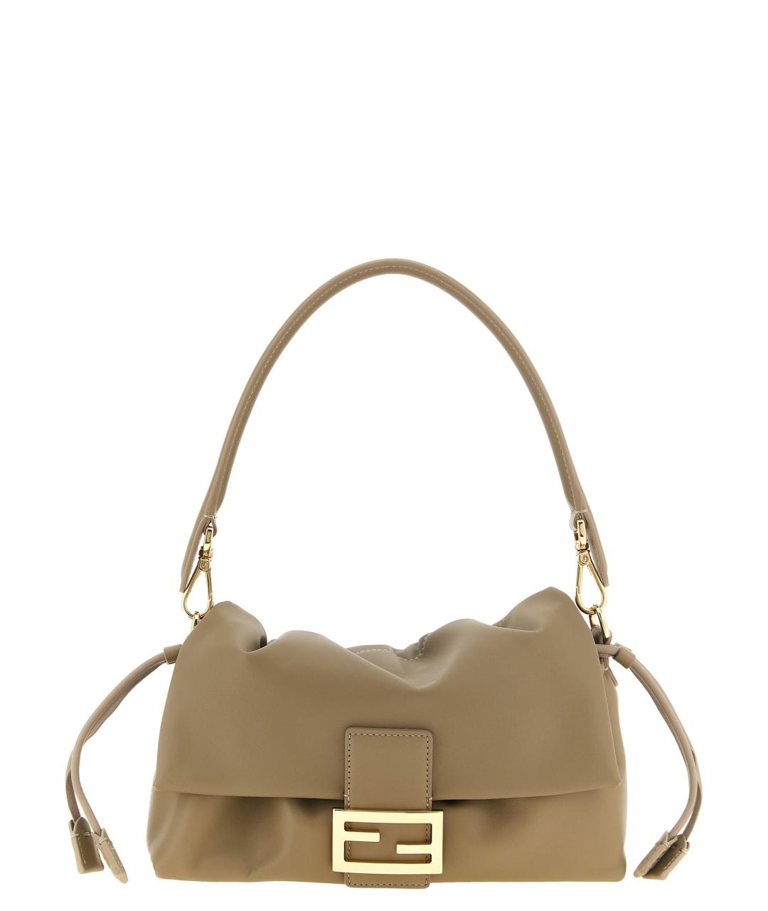 FENDI Бежевая кожаная сумка через плечо, фото 5