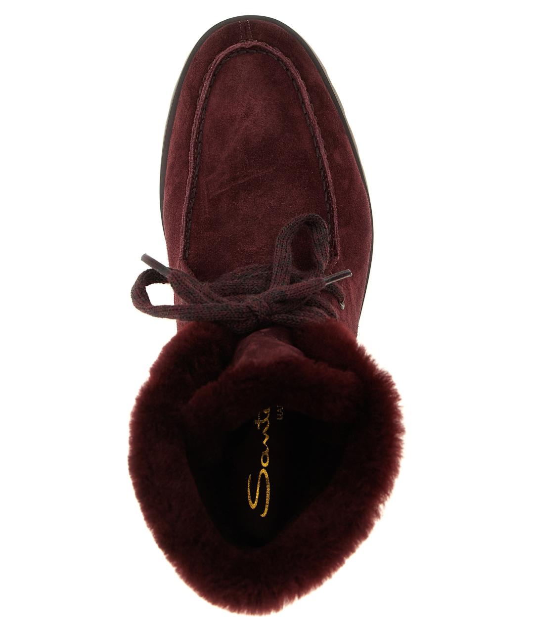 SANTONI Бордовые замшевые ботинки, фото 4