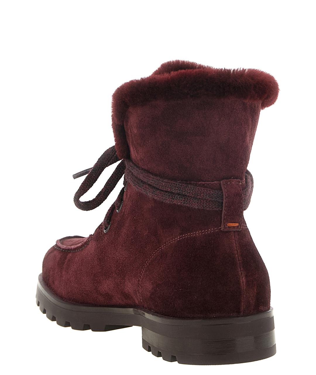 SANTONI Бордовые замшевые ботинки, фото 3