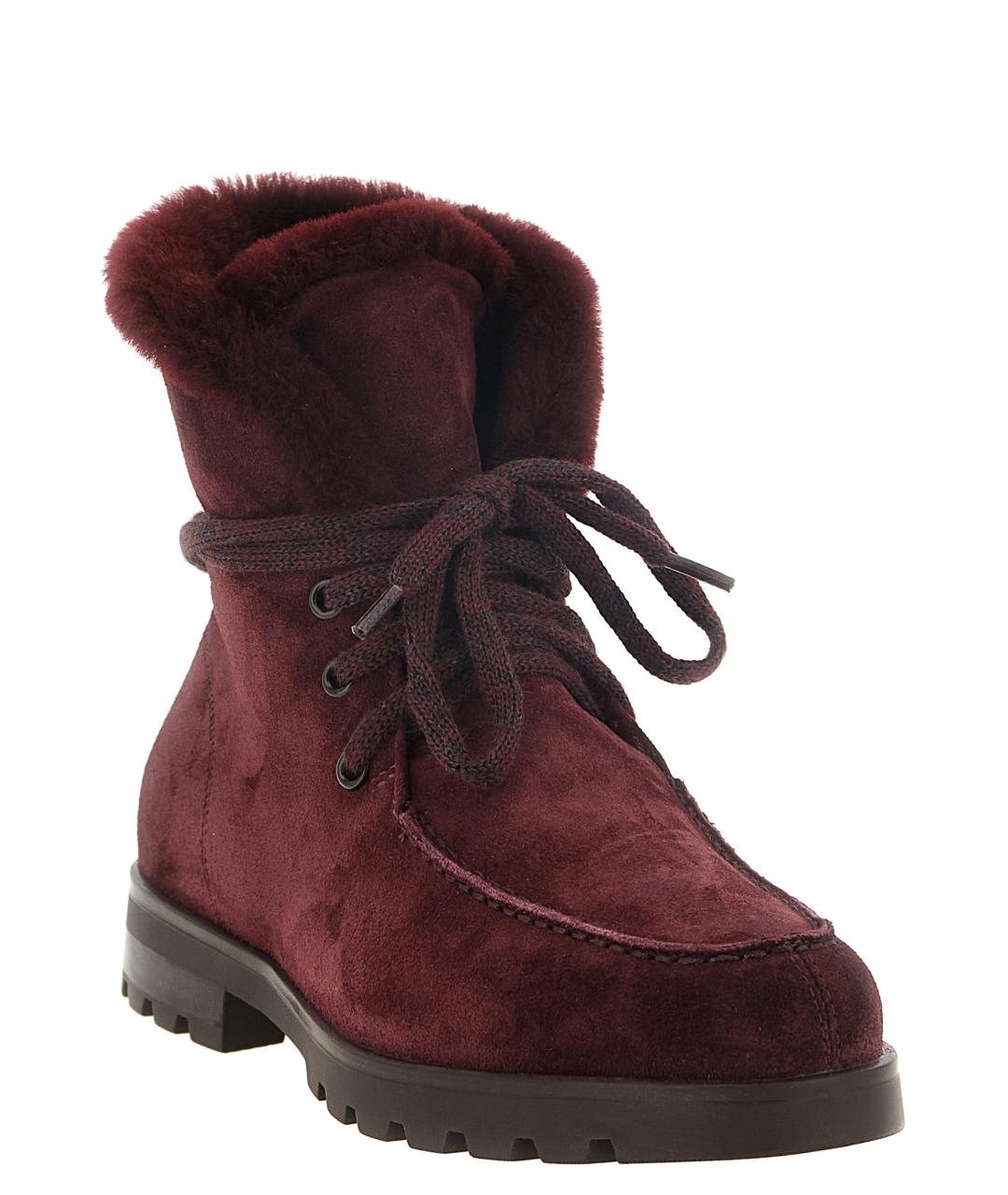 SANTONI Бордовые замшевые ботинки, фото 2