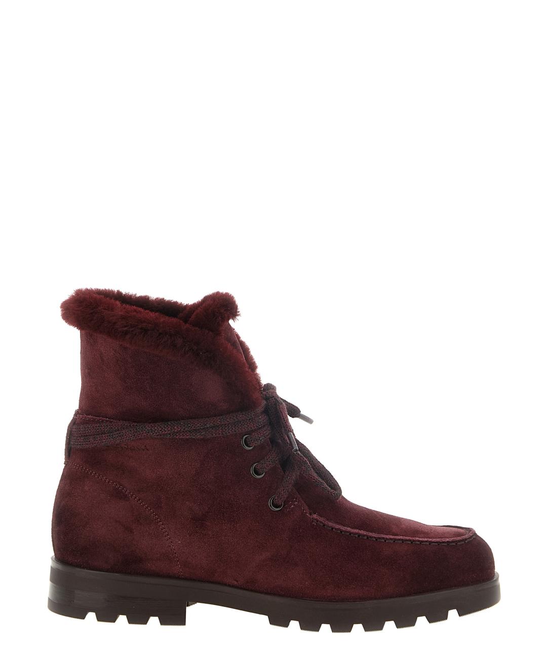 SANTONI Бордовые замшевые ботинки, фото 1