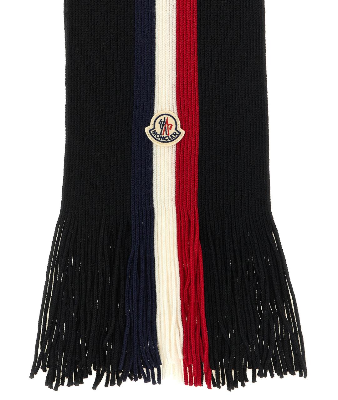 MONCLER Черный шерстяной шарф, фото 2