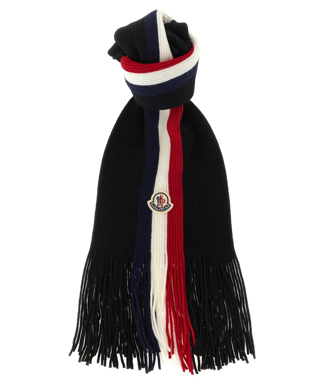 MONCLER Черный шерстяной шарф, фото 1