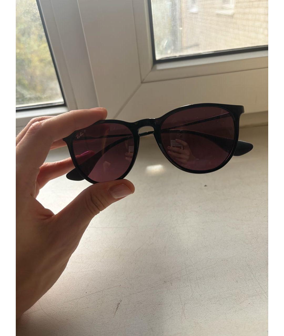 RAY BAN Черные пластиковые солнцезащитные очки, фото 5