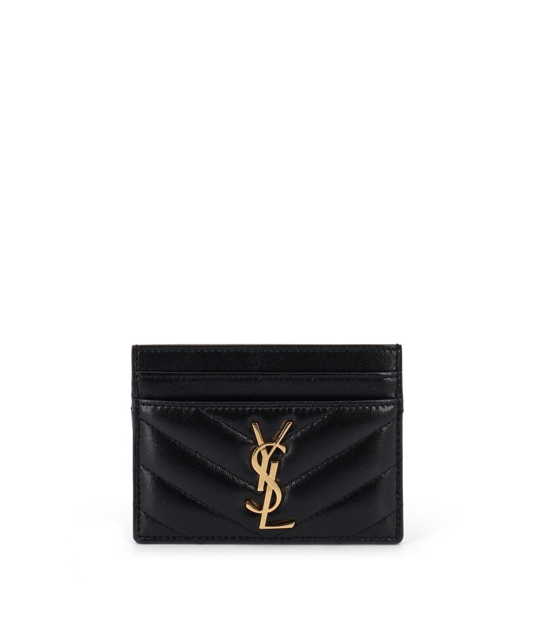 SAINT LAURENT Черный кожаный кардхолдер, фото 1