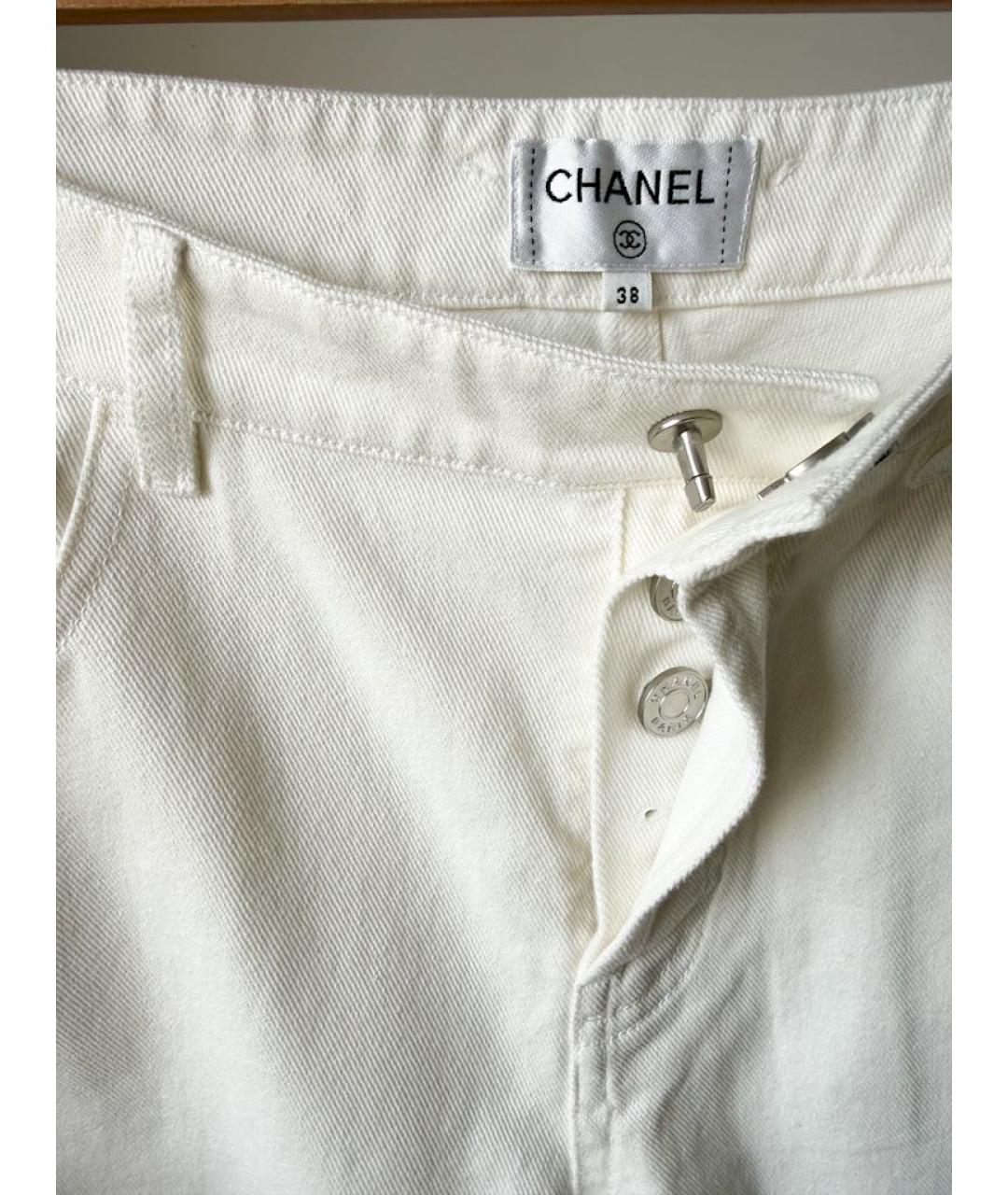 CHANEL Белые хлопковые прямые джинсы, фото 3