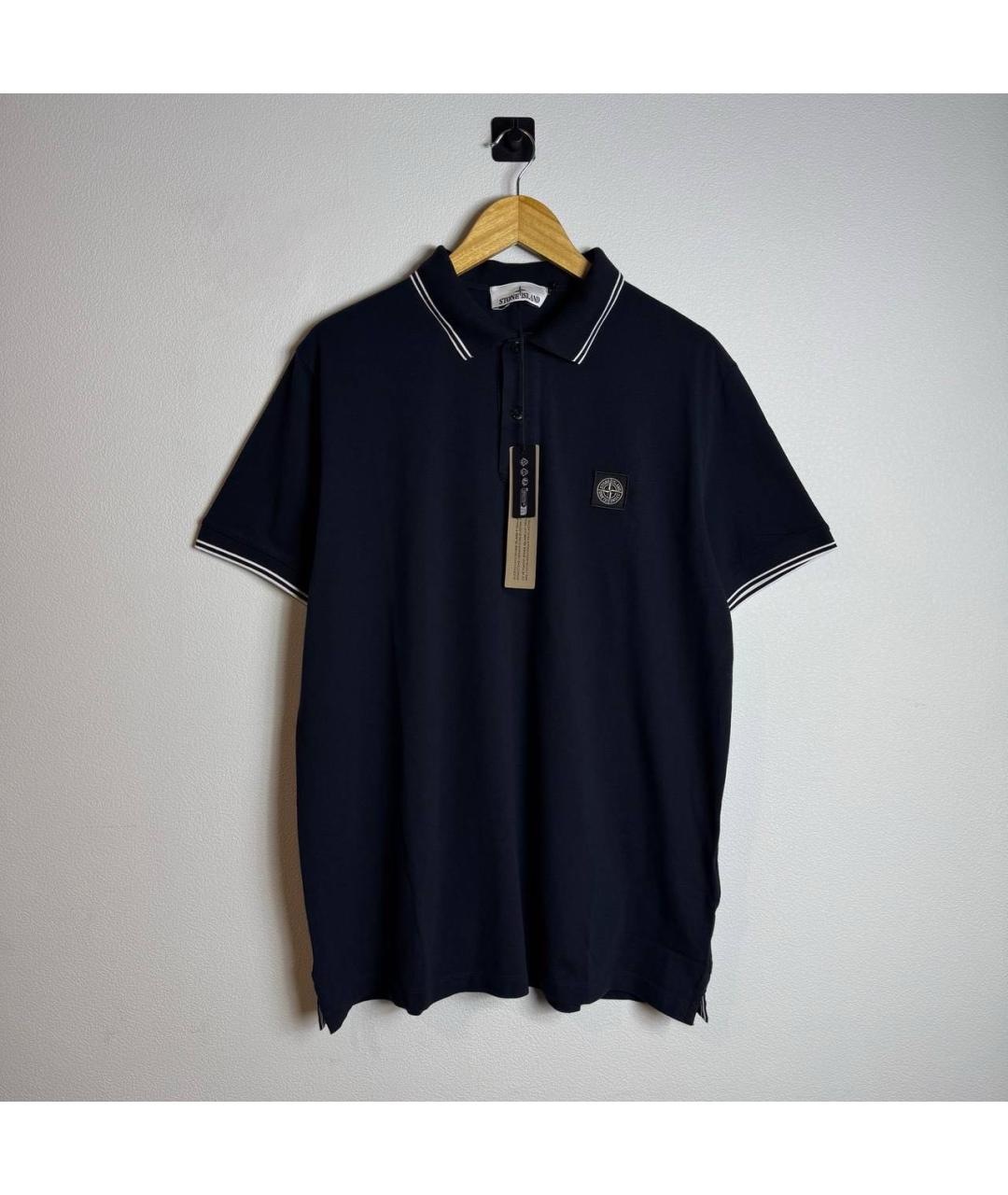 STONE ISLAND Темно-синее хлопковое поло с коротким рукавом, фото 7