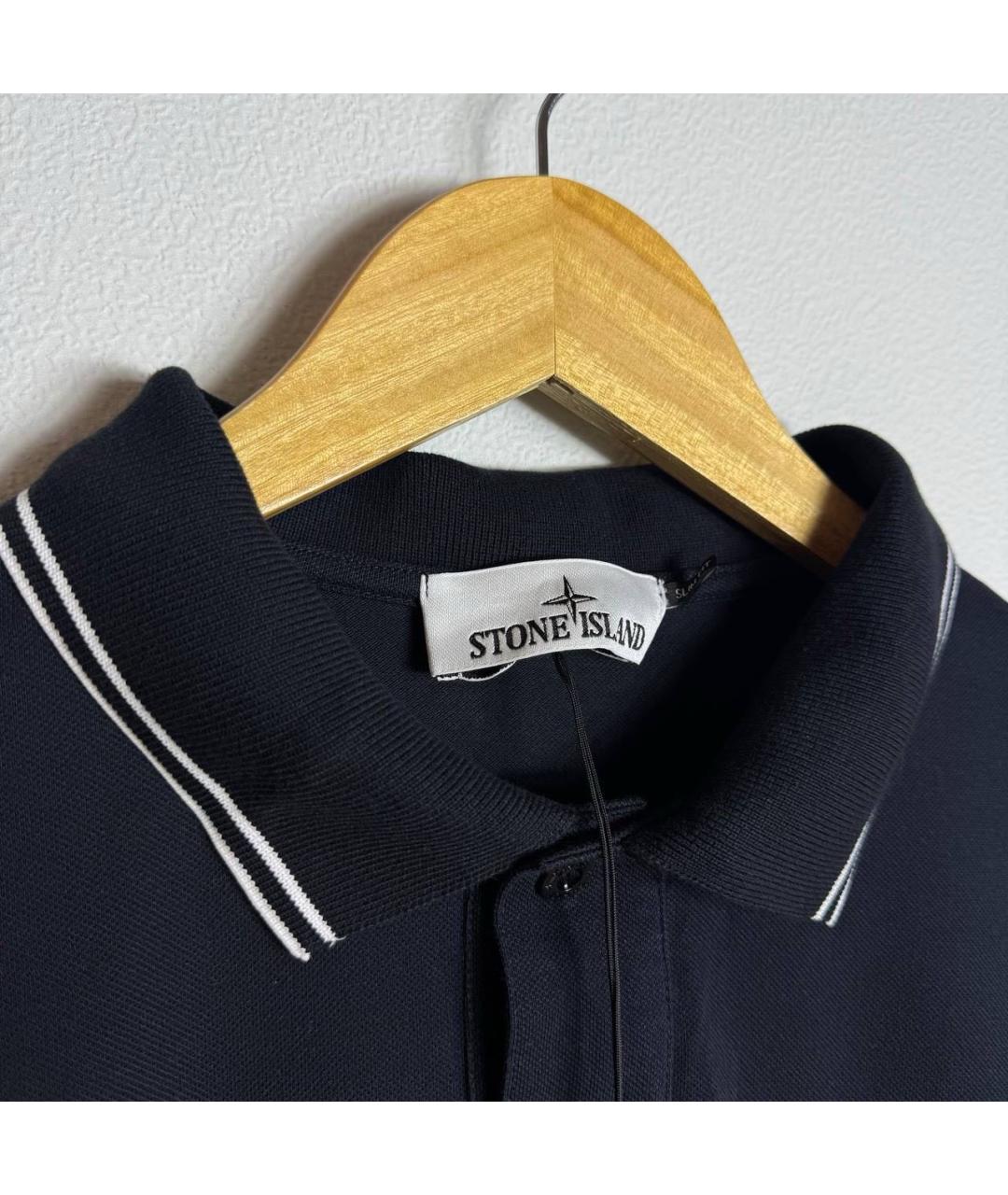 STONE ISLAND Темно-синее хлопковое поло с коротким рукавом, фото 2