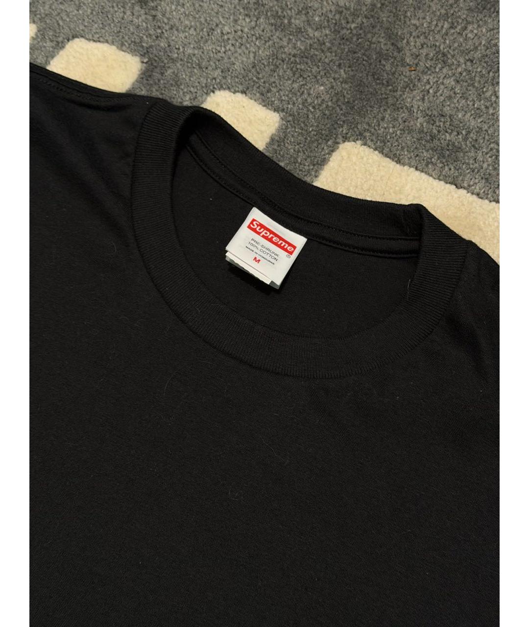 SUPREME Черная хлопковая футболка, фото 3