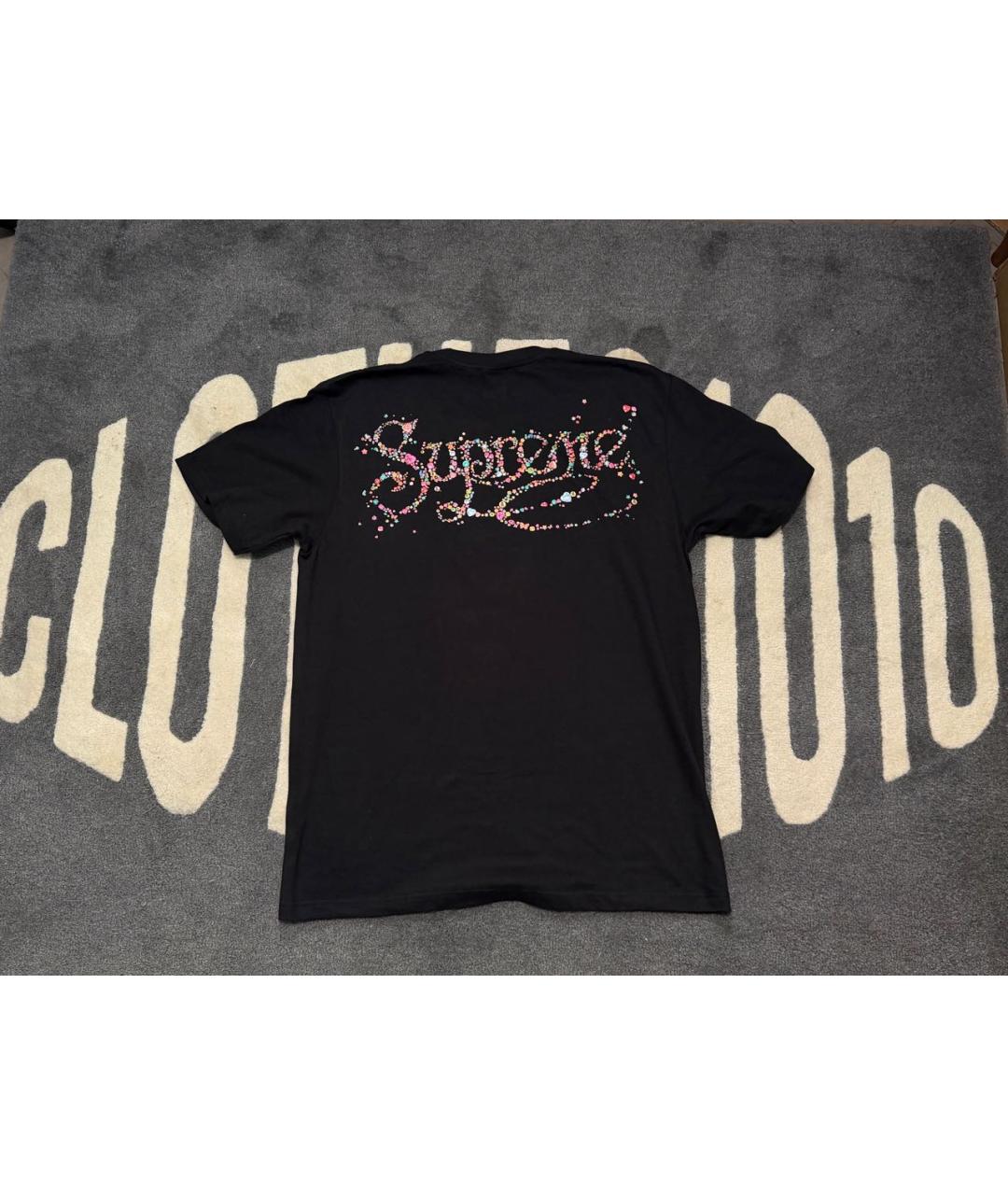 SUPREME Черная хлопковая футболка, фото 4