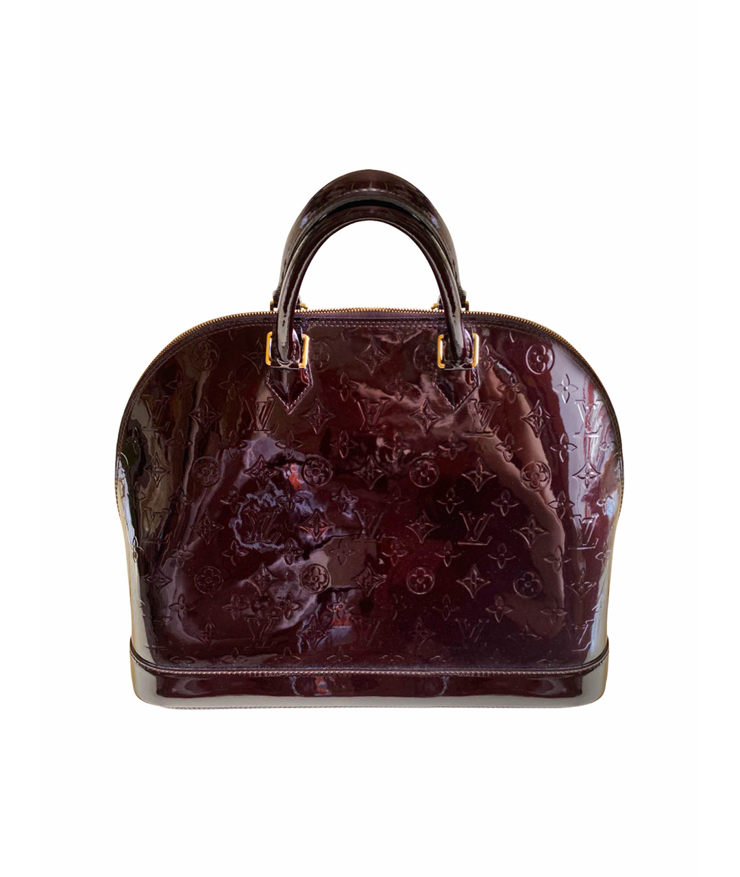 LOUIS VUITTON PRE-OWNED Бордовая сумка тоут из лакированной кожи, фото 1