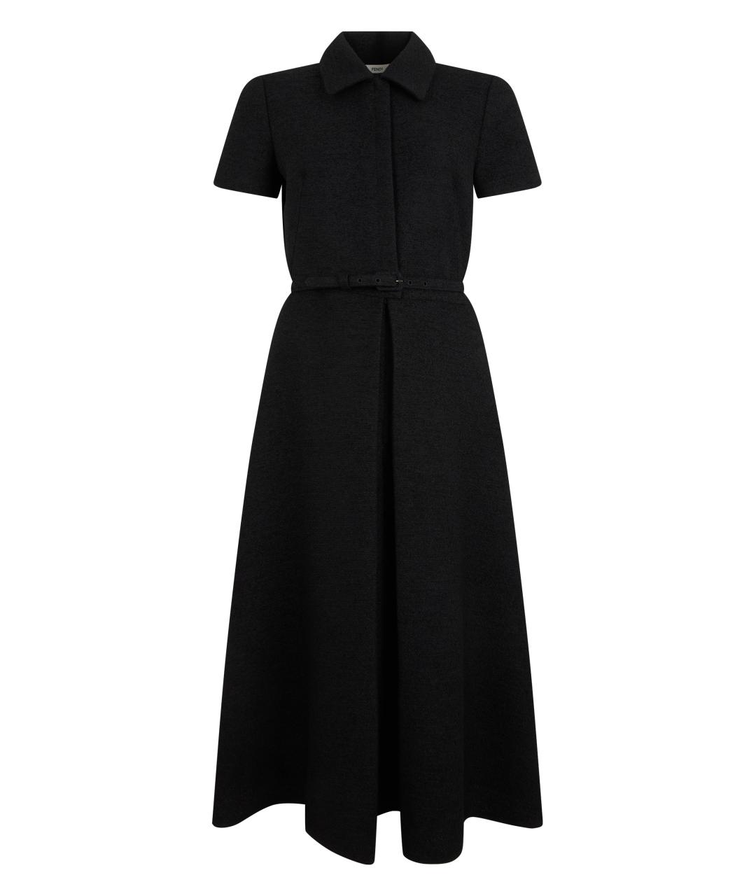 FENDI Черное шерстяное повседневное платье, фото 3